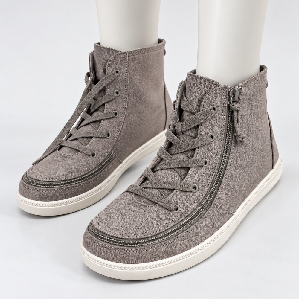 NWT Billy Footwear Haring Essential High Top Kids 6 Grey Adaptive Sneakers